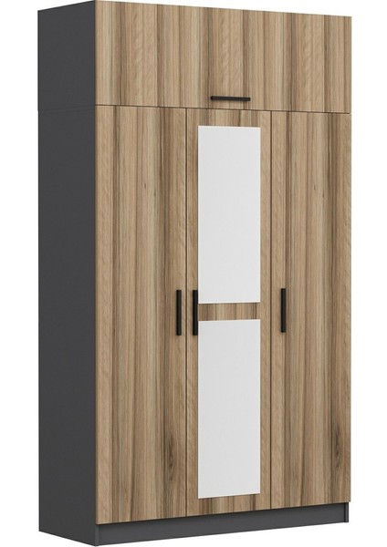 Kale 3 Kapaklı 1 Aynalı 2 Çekmeceli Dolap ve Yüklük Antrasit Dore 190 cm fırsatları