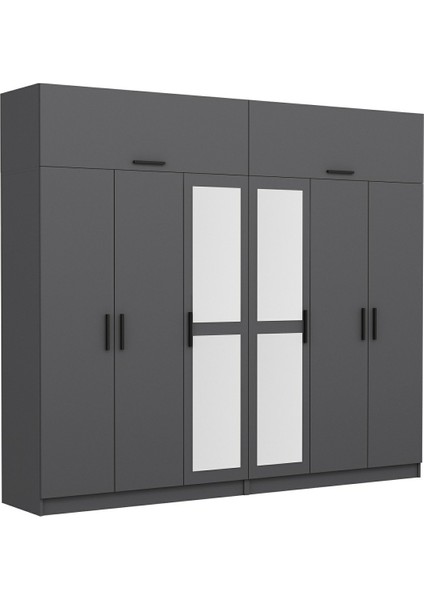 Kale 6 Kapaklı 2 Aynalı 4 Çekmeceli Dolap ve Yüklük Antrasit 190 cm fırsatları