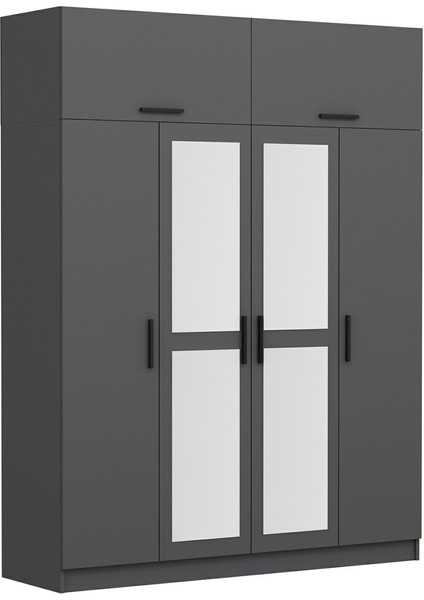Kale 4 Kapaklı 2 Aynalı 2 Çekmeceli Dolap ve Yüklük Antrasit 190 cm fırsatları