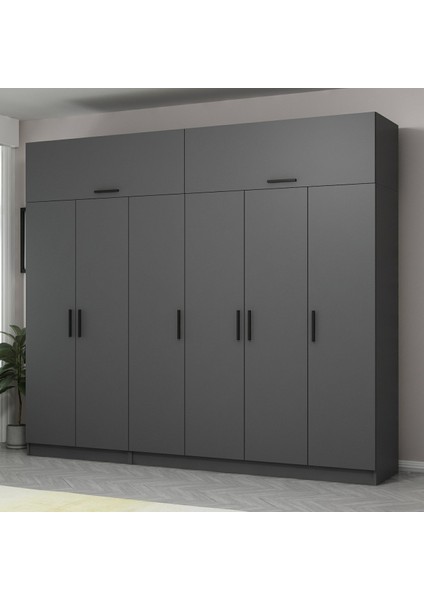 Kale 6 Kapaklı 2 Çekmeceli Dolap ve Yüklük Antrasit 190 cm modelleri