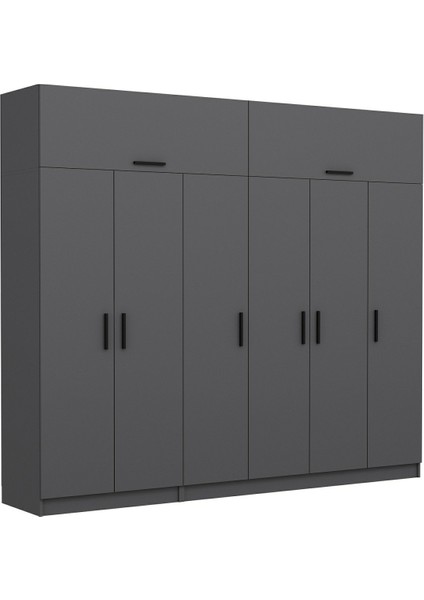 Kale 6 Kapaklı 2 Çekmeceli Dolap ve Yüklük Antrasit 190 cm fırsatları