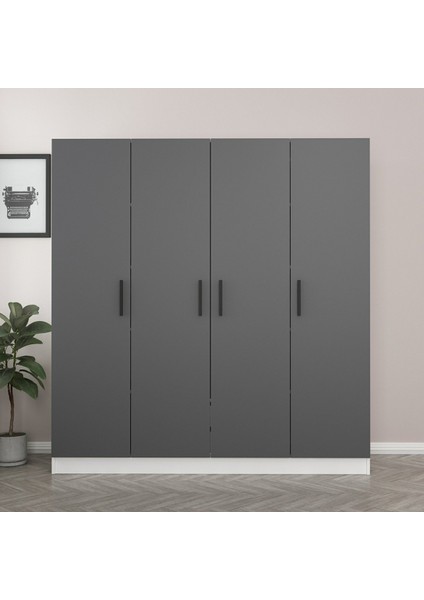 Kale 4 Kapaklı 2 Çekmeceli Dolap Beyaz Antrasit 190 cm fiyatları