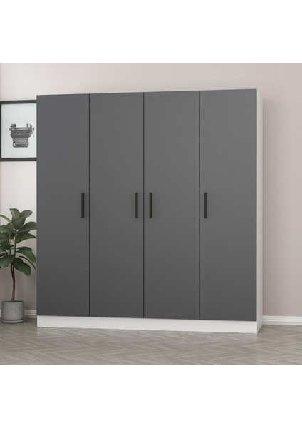 Kale 4 Kapaklı 2 Çekmeceli Dolap Beyaz Antrasit 190 cm modelleri