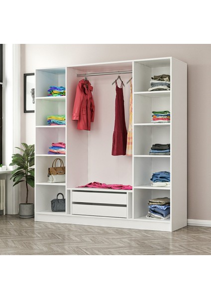 Kale 4 Kapaklı 2 Çekmeceli Dolap Beyaz Antrasit 190 cm fırsatları