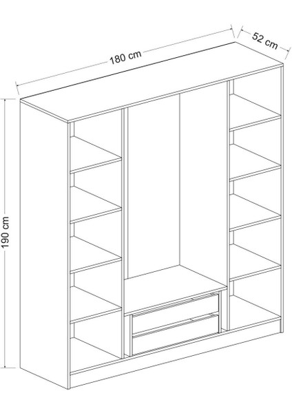 Kale 4 Kapaklı 2 Çekmeceli Dolap Beyaz Antrasit 190 cm indirimleri