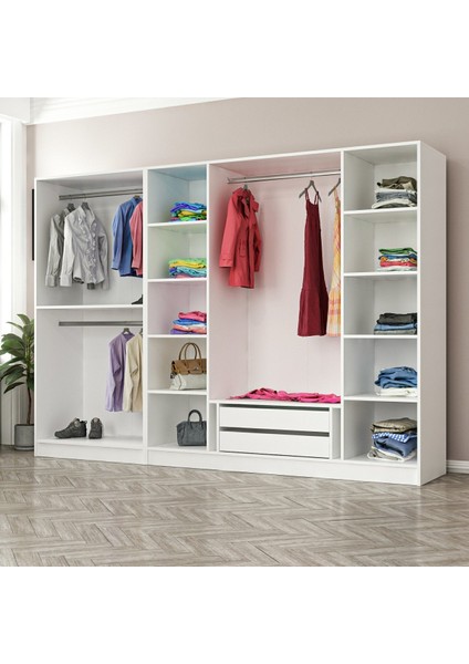 Kale 6 Kapaklı 4 Aynalı 2 Çekmeceli Dolap Beyaz Antrasit 190 cm fırsatları