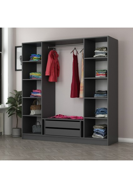 Kale 4 Kapaklı 4 Aynalı 2 Çekmeceli Dolap Antrasit 190 cm fırsatları
