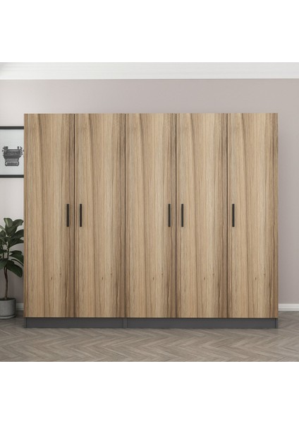 Kale 5 Kapaklı 2 Çekmeceli Dolap Antrasit Dore 190 cm fiyatları