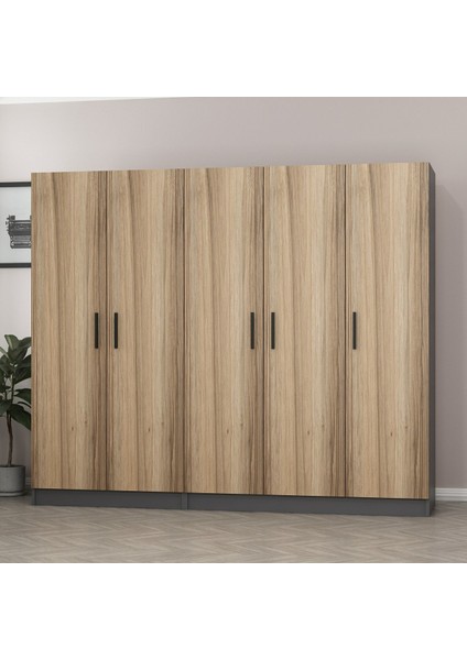 Kale 5 Kapaklı 2 Çekmeceli Dolap Antrasit Dore 190 cm modelleri