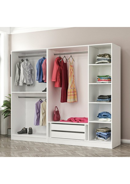 Kale 5 Kapaklı 2 Çekmeceli Dolap Beyaz Antrasit 190 cm fırsatları