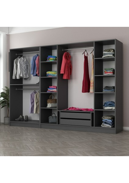 Kale 6 Kapaklı 6 Aynalı 2 Çekmeceli Dolap Antrasit 210 cm fırsatları