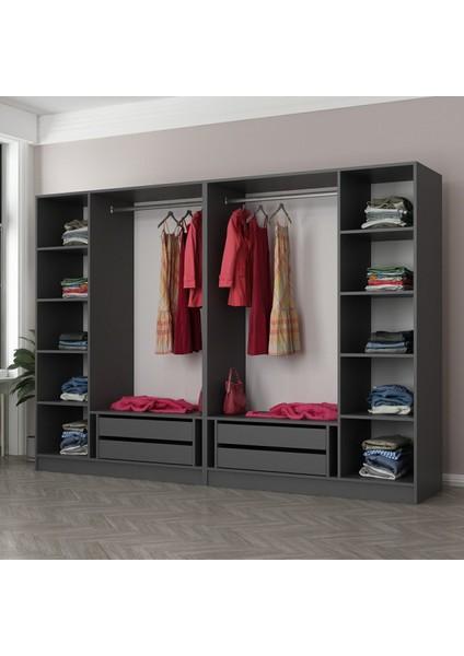Kale 6 Kapaklı 2 Aynalı 4 Çekmeceli Dolap Antrasit 190 cm fırsatları