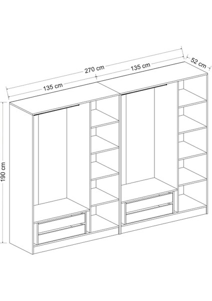 Kale 6 Kapaklı 2 Aynalı 4 Çekmeceli Dolap Antrasit 190 cm indirimleri