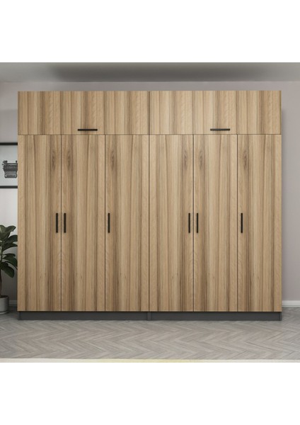 Kale 6 Kapaklı 4 Çekmeceli Dolap ve Yüklük Antrasit Dore 210 cm fiyatları