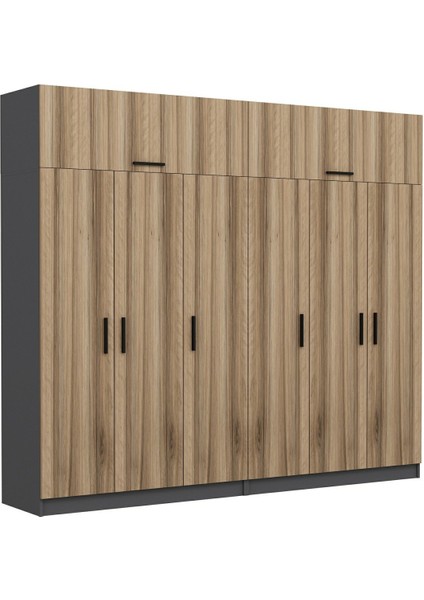Kale 6 Kapaklı 4 Çekmeceli Dolap ve Yüklük Antrasit Dore 210 cm fırsatları