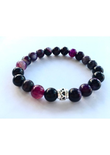 %100 Ametis Doğal Taş Bileklik (2 Adet Tane Yedek Lastikli)