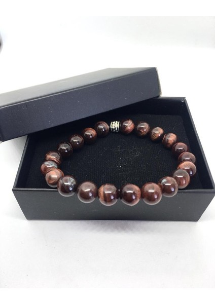 % 100 Kırmızı Kaplan Gözü Doğaltaş Bileklik (2 Adet Yedek Tane ve Yedek Lastikli) fiyatları