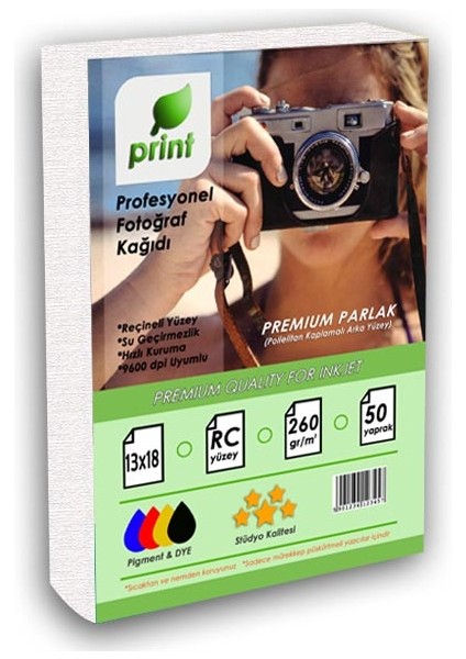 Epson Yazıcılar Için 13X18 Premium Parlak Fotoğraf Kağıdı 260GR 50 Yaprak