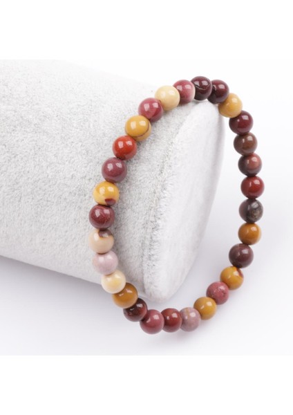 Mookaite Jasper Doğal Taş Bileklik 6 mm Küre Kesim