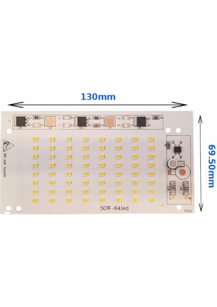 220 Volt 50 Watt SMD 2835 Ledli Hazır Projektör Ledi Beyaz Hazır Projektör PCB
