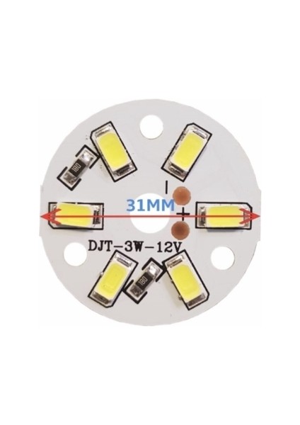12 Volt 3 Watt SMD 5630 Ledli Hazır Led Modül 31 MM Gün Işığı (3 Adet)