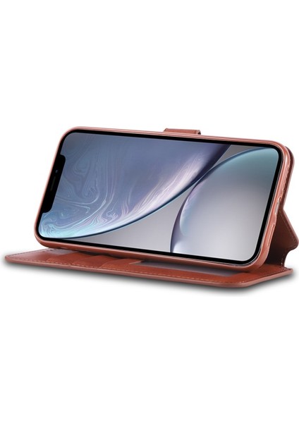 Apple iPhone Xr 6.1 Inç Uyumlu Kart Yuvalı Deri Telefon Kılıfı - Kahverengi (Yurt Dışından) fiyatları