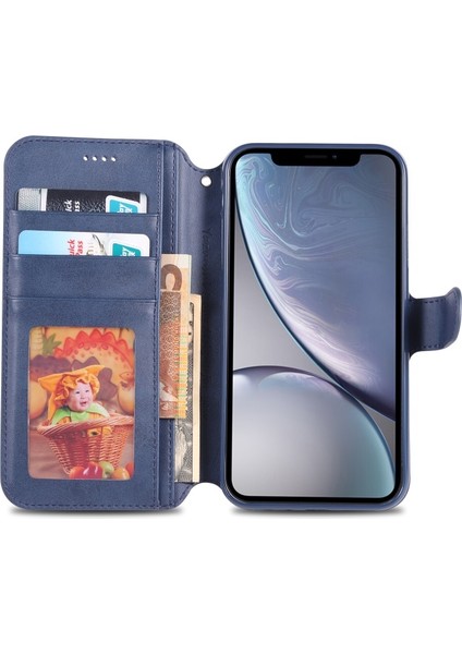 Apple iPhone Xr 6.1 Inç Uyumlu Kart Yuvalı Deri Telefon Kılıfı - Mavi (Yurt Dışından) fırsatları