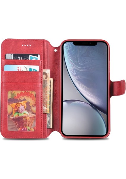 Apple iPhone Xr 6.1 Inç Uyumlu Deri Cüzdan Telefon Kılıfı - Kırmızı (Yurt Dışından) fırsatları