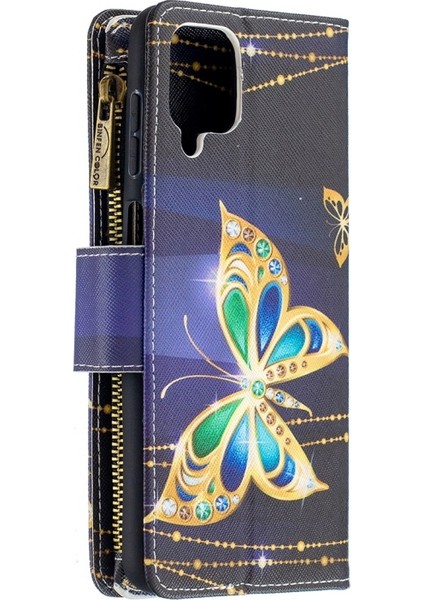 BF03 Galaxy A12 Için Desen Baskı Fermuarlı Deri Telefon Kılıfı (Yurt Dışından)
