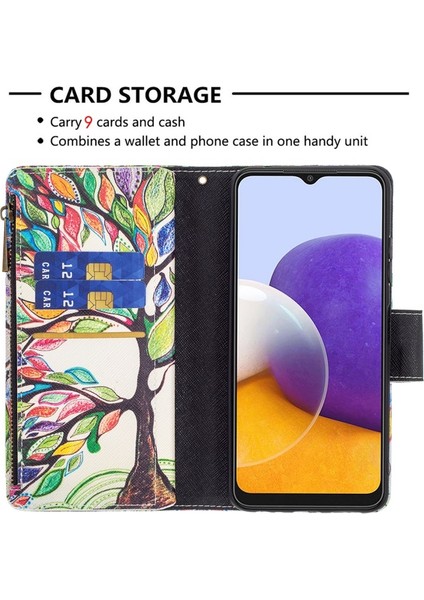 BF03 Samsung Galaxy A22 5g Için Renkli Desen Baskı Fermuarlı Telefon Kılıfı (Yurt Dışından) indirimleri