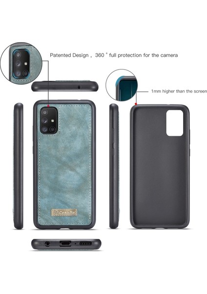 008 Serisi 2-In-1 Çok Yuva Cüzdan Bölünmüş Deri Telefon Muhafazası Galaxy A51 SM-A515 - Mavi (Yurt Dışından) indirimleri