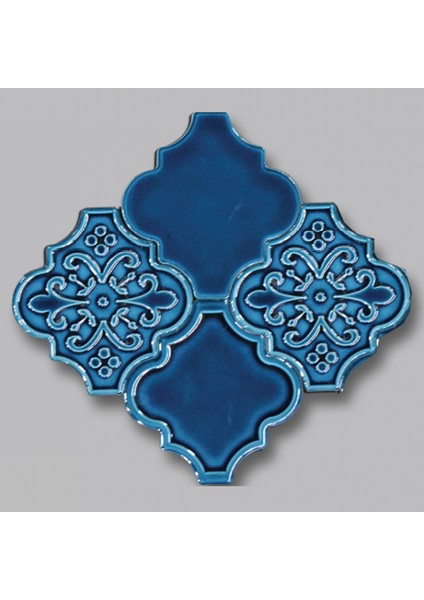 SS03-15 Ottoman Çiçekli Mavi Karo 1 Adet