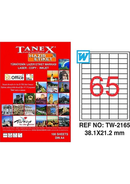 Tane x Laser Etiket 38.1 x 21.2 TW-2165