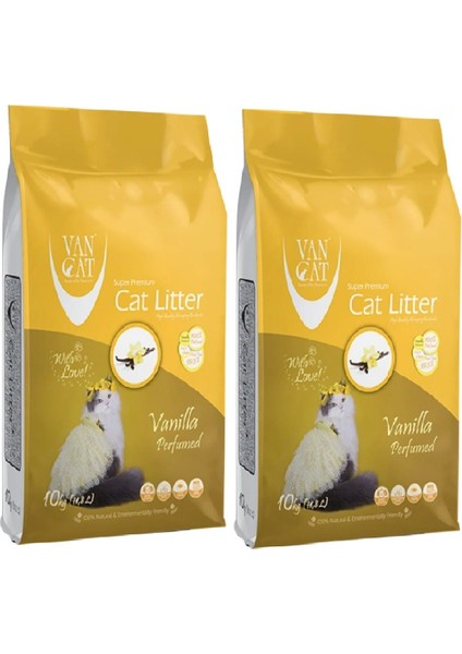 Vanilya Kokulu Ince Taneli Kedi Kumu 10 kg x 2