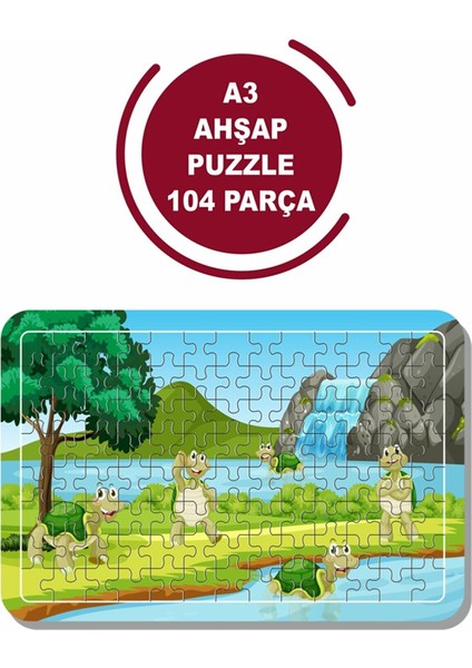 Kaplumbağalar A3 104 Parça Puzzle, Oyuncak, Yapboz