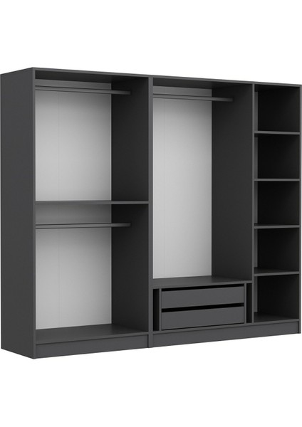 Kale 5 Bölmeli 2 Çekmeceli Giyinme Dolabı Antrasit 190CM fırsatları