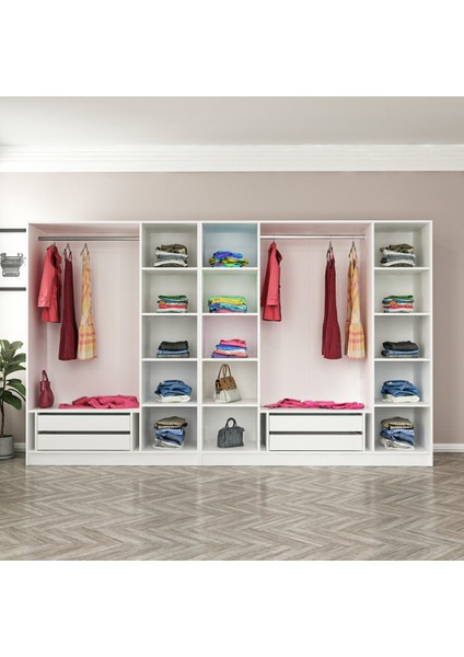 Kale 7 Bölmeli 4 Çekmeceli Giyinme Dolabı Beyaz 190CM fiyatları