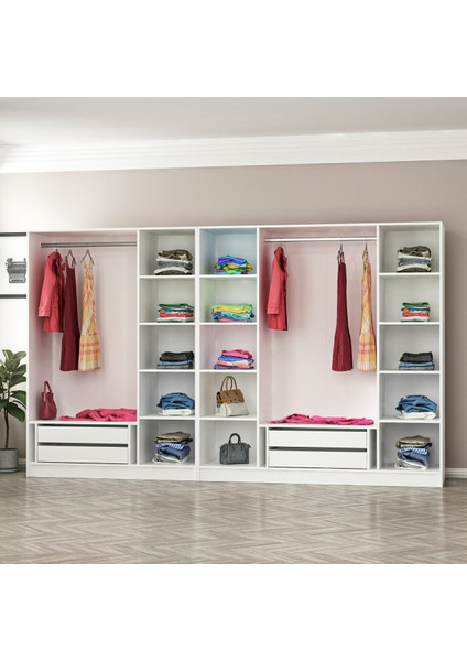 Kale 7 Bölmeli 4 Çekmeceli Giyinme Dolabı Beyaz 190CM modelleri