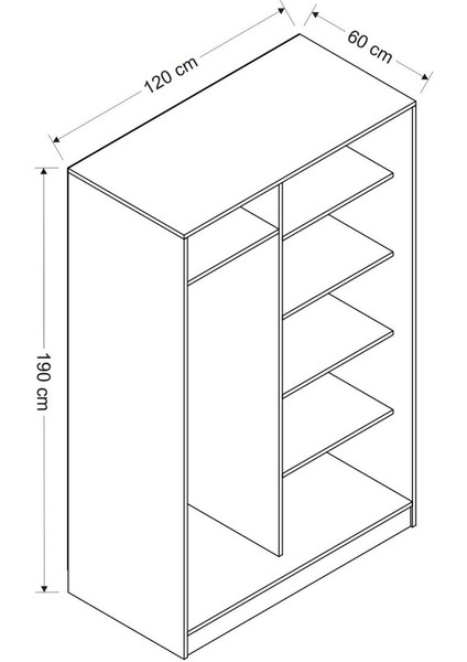 Kale 2 Kapaklı Sürgülü Dolap 120  cm  - Dore/royal Mermer 210  cm