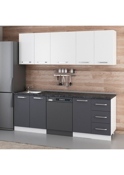 220 cm Mutfak Dolabı Beyaz Antrasit 220-A11 modelleri