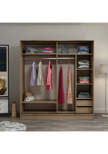 Kale 2 Kapaklı Aynalı Sürgülü Dolap 180 cm - Dore/ Beyaz 210 cm fiyatları