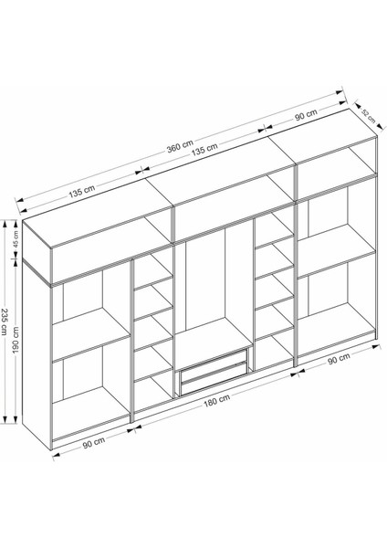 Kale 8 Kapaklı 2 Çekmeceli Dolap ve Yüklük Beyaz 190 cm indirimleri