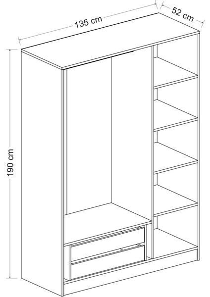 Kale 135CM Giyinme Dolabı - Beyaz 210CM