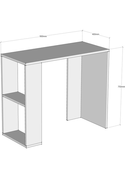 Nano Raflı Kitaplıklı Çalışma Masası Beyaz/beyaz