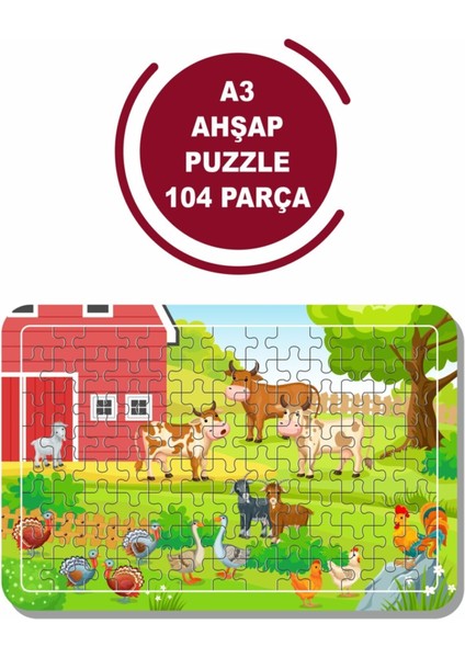 Sevimli Hayvanlar A3 104 Parça Puzzle, Oyuncak, Yapboz