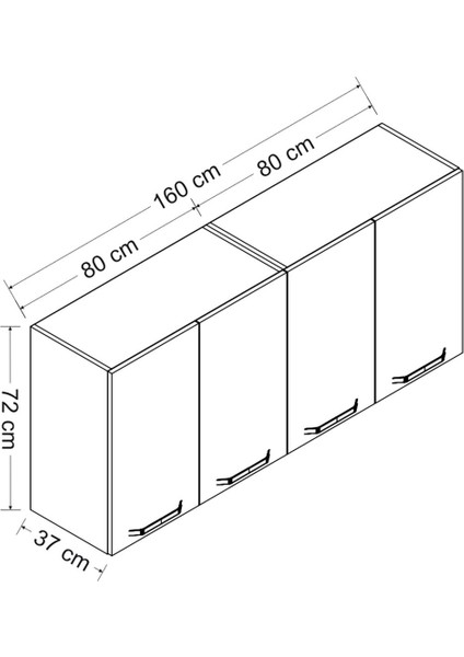 160 cm Mutfak Dolabı Beyaz 160-B1-ÜST Modül