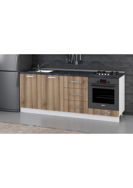 210 cm Mutfak Dolabı Beyaz Dore 210-D6-ALT Modül