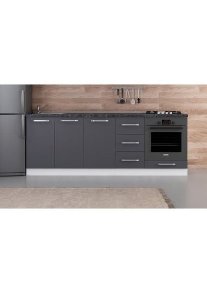 225 cm Mutfak Dolabı Beyaz Antrasit 225-A3-ALT Modül