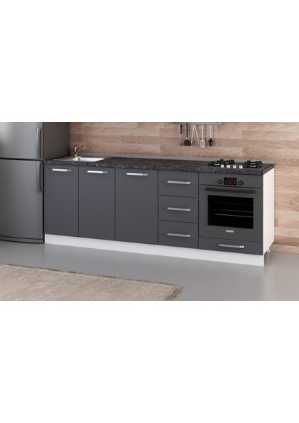 225 cm Mutfak Dolabı Beyaz Antrasit 225-A3-ALT Modül fiyatları