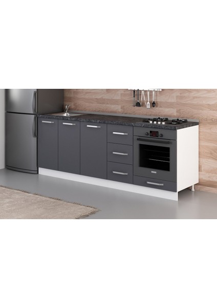 225 cm Mutfak Dolabı Beyaz Antrasit 225-A3-ALT Modül modelleri